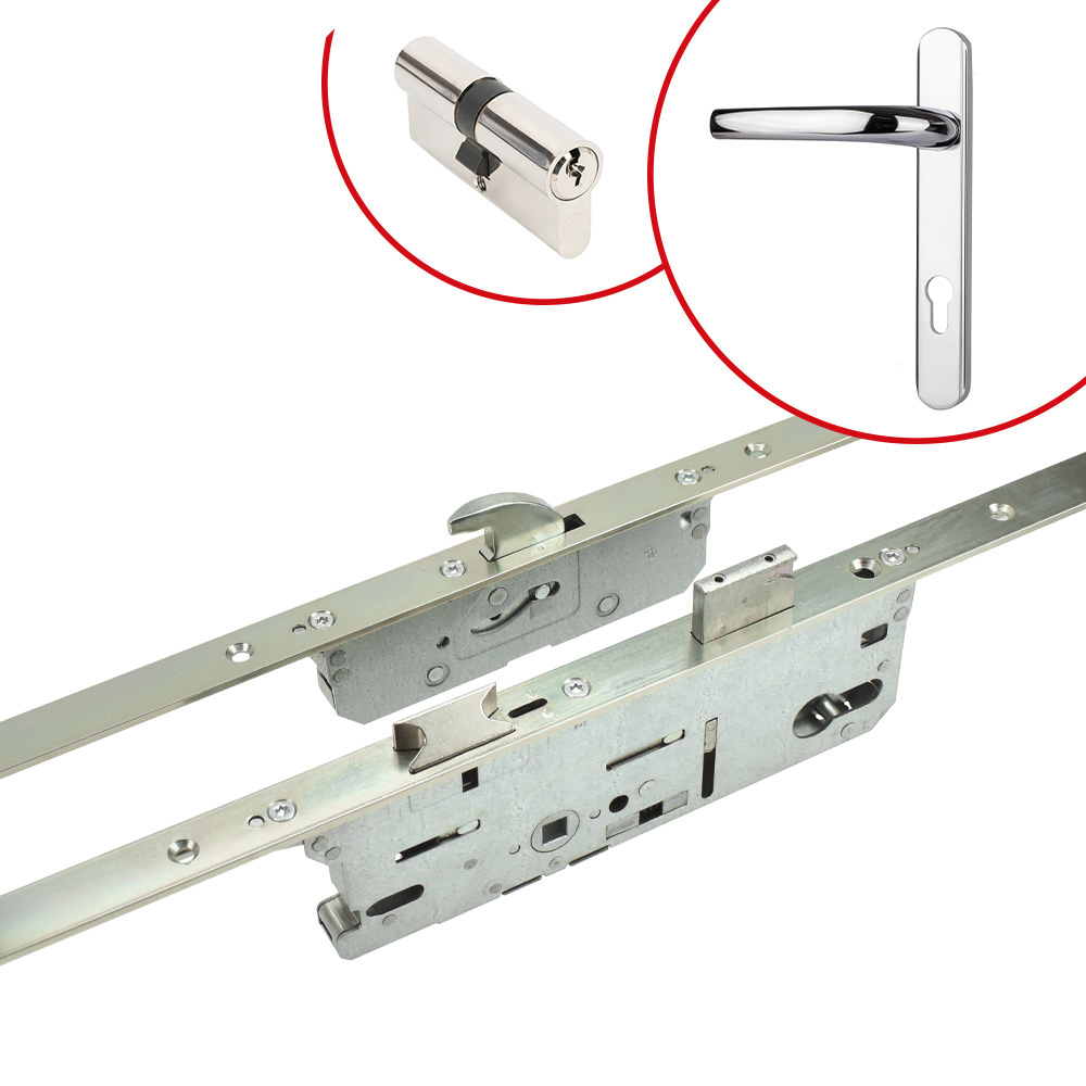 Fuhr Front Door Lock Kit with Cylinder & Alpine Door Handle - Polished Chrome (For 44mm Doors)